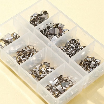 220Pcs 8 Style 304 Stainless Steel Snap on Bails STAS-FS0001-26-1