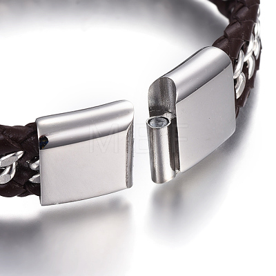 Leather Braided Cord Bracelets BJEW-E352-09A-P-1