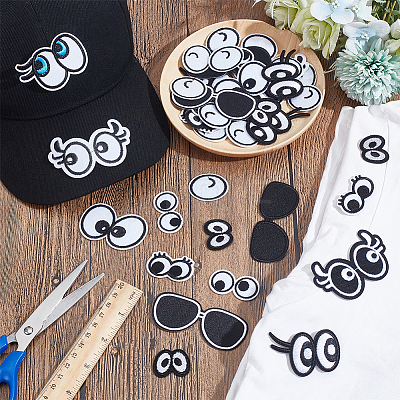  11 Styles Eye Cotton Embroidery Iron on Clothing Patches DIY-NB0010-15-1