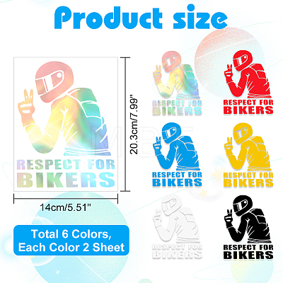 AHADERMAKER 6 Sheets 6 Colors PET Cartoon Self Adhesive Car Stickers STIC-GA0001-19-1