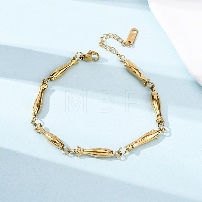 304 Stainless Steel Link Chain Bracelets for Women BJEW-K293-02G-1