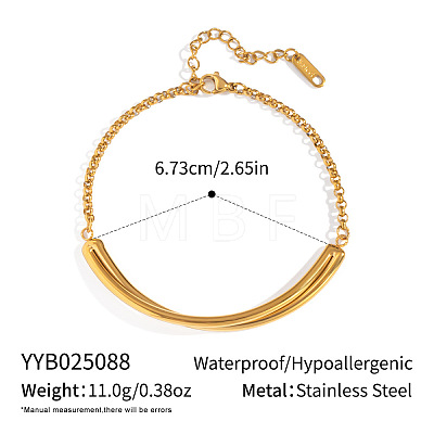 304 Stainless Steel Curved Bar Link Bracelets JU2889-2-1