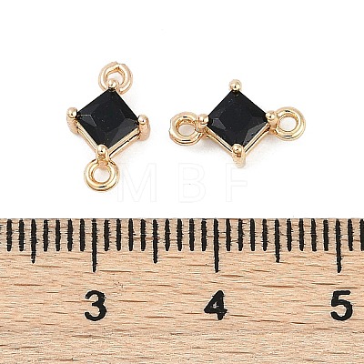 Brass Pave Glass Rhombus Links Connector Charms GLAA-Q088-001H-1