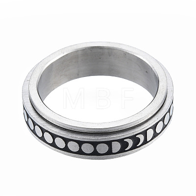 Non-Tarnish 201 Stainless Steel Moon Phase Rotating Finger Ring RJEW-N043-29-1