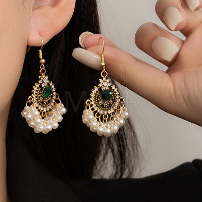 Bohemian Style Alloy Rhinestone Flower Chandelier Earrings FS-WG4647F-01-1