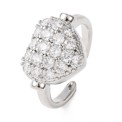 Brass Micro Pave Cubic Zirconia Cuff Open Rings RJEW-C153-02P-1
