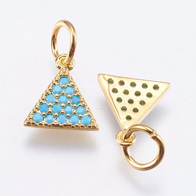Brass Micro Pave Cubic Zirconia Charms RB-I077-24G-RS-1