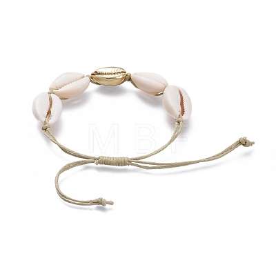 Adjustable Waxed Cotton Cord Braided Bead Bracelets BJEW-JB05121-02-1