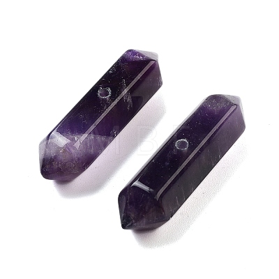 Natural Amethyst Double Terminal Pointed Beads G-A231-01F-1