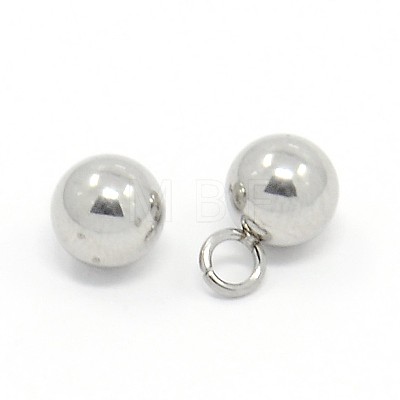 304 Stainless Steel Round Ball Charms Pendants STAS-O031-B-C29-1