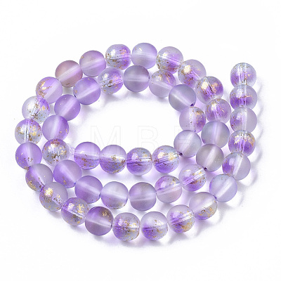 Frosted Spray Painted Glass Beads Strands GLAA-N035-03C-C05-1