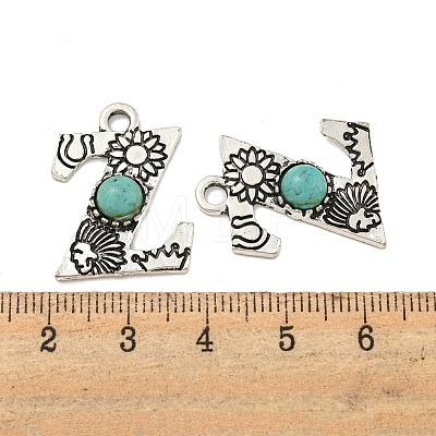 Synthetic Turquoise & Alloy Pendants PALLOY-H146-01AS-Z-1