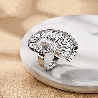 Conch Alloy Adjustable Rings for Women RJEW-B108-03P-1