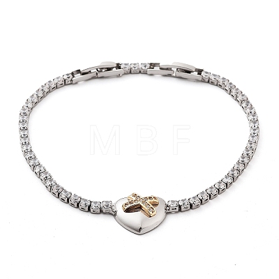 Platinum Brass Link Bracelet BJEW-C055-05G-P-1