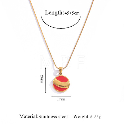 304 Stainless Steel Enamel Red Geometric Pendant Necklaces FS-WGE6FD0-05-1