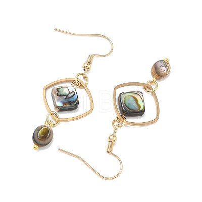 Natural Paua Shell & Stainless Steel Dangle Earrings for Women EJEW-JE07076-02-1