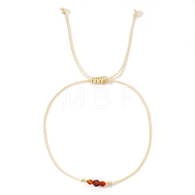 Simple Casual Brass & Natural Red Agate Beads Braided Bracelets LM1536-3-1