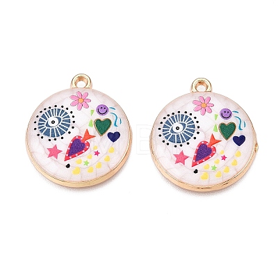 Printed Rack Plating Alloy Enamel Pendants ENAM-T020-02H-1