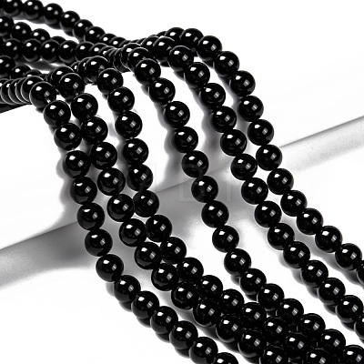 Natural Eyeless Obsidian Beads Strands X-G-K123-06-8mm-1