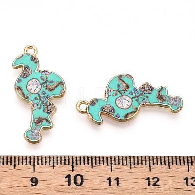 Printed Light Gold Tone Alloy Pendants ENAM-N056-210I-1