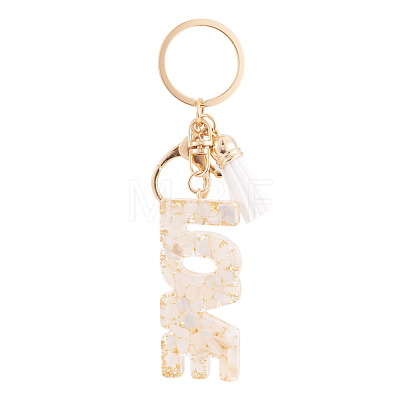 Alloy & Resin Tassel Keychainss AJEW-TADJ0001-20G-03-1