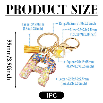 Alloy Resin Polygon Keychains KEYC-TADJ0002-03G-R-1