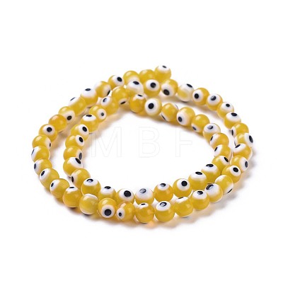 Handmade Evil Eye Lampwork Round Bead Strands LAMP-L055-6mm-01-1