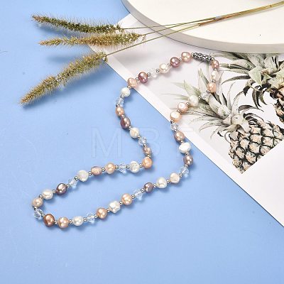 Natural Pearl Beaded Necklace for Girl Women NJEW-JN03669-01-1