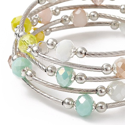 Glass Beads Five Loops Wrap Bracelets BJEW-JB09056-04-1