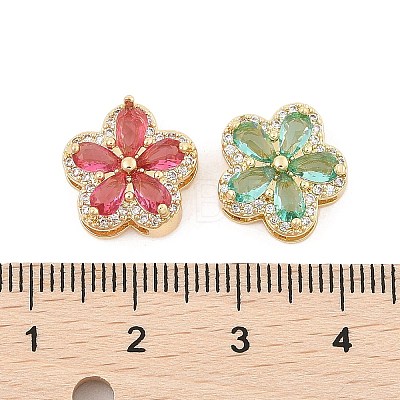 Brass Micro Pave Cubic Zirconia Slide Charms ZIRC-I068-18G-1