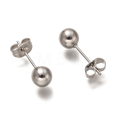 304 Stainless Steel Ball Stud Earrings STAS-H136-07D-P-1