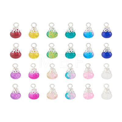 Kissitty 120Pcs 12 Colors Spray Painted Crackle Glass Pendants FIND-KS0001-28-1