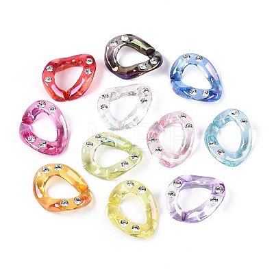 UV Plating Transparent Acrylic & Rhinestone Beads TACR-T029-02M-1