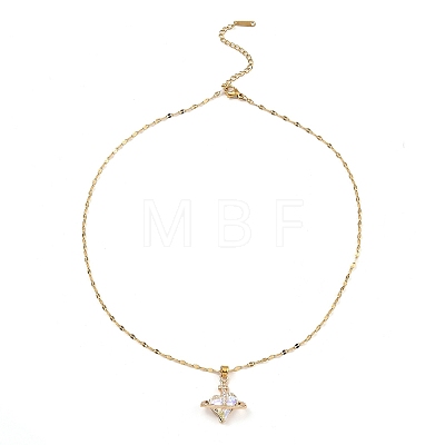 Heart with Cross Light Gold Brass Micro Pave Cubic Zirconia Pendant Necklaces NJEW-E105-12KCG-1