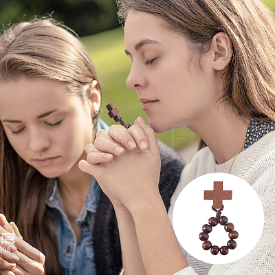 25Pcs Wood Cross & Round Beads Finger Rings RJEW-DC0001-23A-1