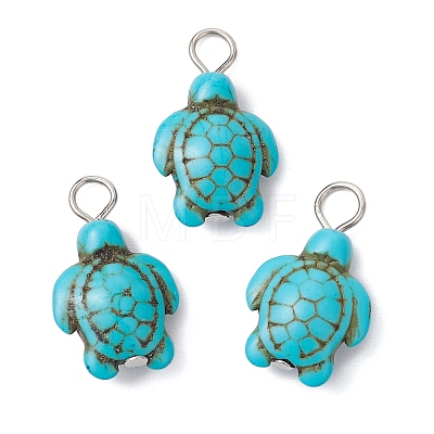 Dyed Synthetic Turquoise Pendants PALLOY-JF02924-01-1