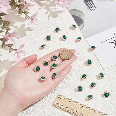 20Pcs 1-Hole Flat Round Zinc Alloy Rhinestones Buttons ALRI-NB0001-20E-1