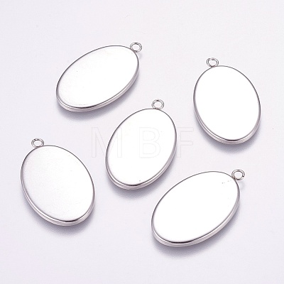 304 Stainless Steel Pendant Cabochon Settings STAS-E144-075P-1