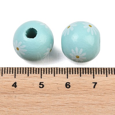 Printed Wood European Beads WOOD-G029-07D-1