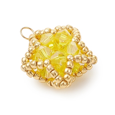 Glass Seed Beaded Star Pendants PALLOY-MZ01083-03-1