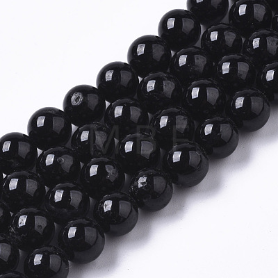 Natural Black Tourmaline Beads Strands G-R465-01-1