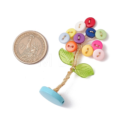 Resin Button Tree of Life Decorations AJEW-JF03414-04-1