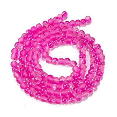 Frosted Transparent Glass Bead Strands GLAA-P065-6mm-11-1