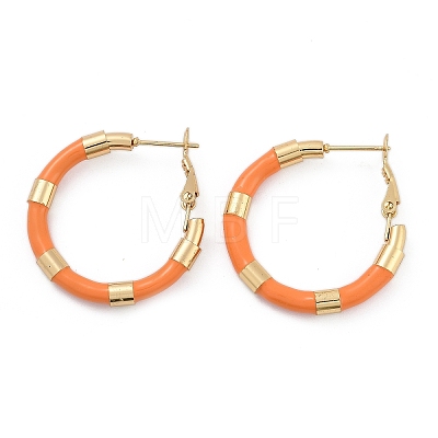 PVD Vacuum Plating 201 Stainless Steel Enamel Hoop Earrings for Women EJEW-B016-33H-1