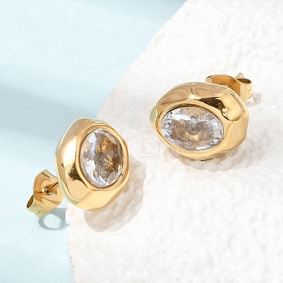 6 Pairs 304 Stainless Steel Pave Cubic Zirconia Stud Earrings SA-CBADCF0-04GP-04-1