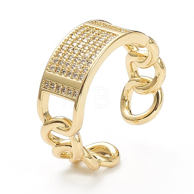 Brass Micro Pave Clear Cubic Zirconia Cuff Rings X-ZIRC-M117-04G-1