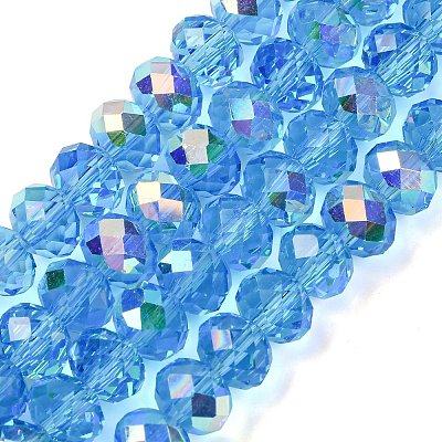 Electroplate Transparent Glass Beads Strands EGLA-A046-01C-16-1