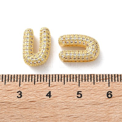 Rack Plating Brass Micro Pave Cubic Zirconia Slide Charms KK-C084-34G-U-1