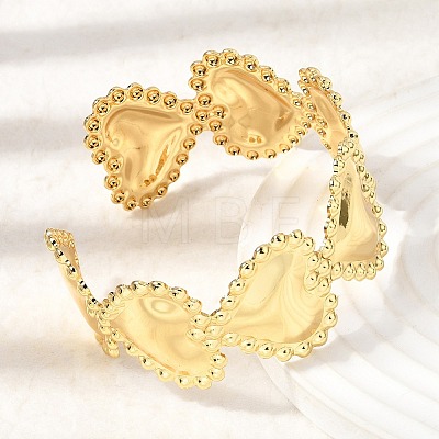 Heart Brass Cuff Bangles for Women BJEW-Z163-01G-1