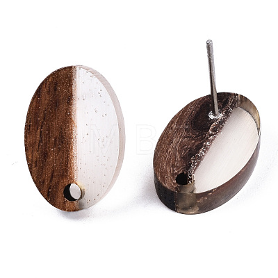 Resin & Walnut Wood Stud Earring Findings MAK-N032-004A-A01-1